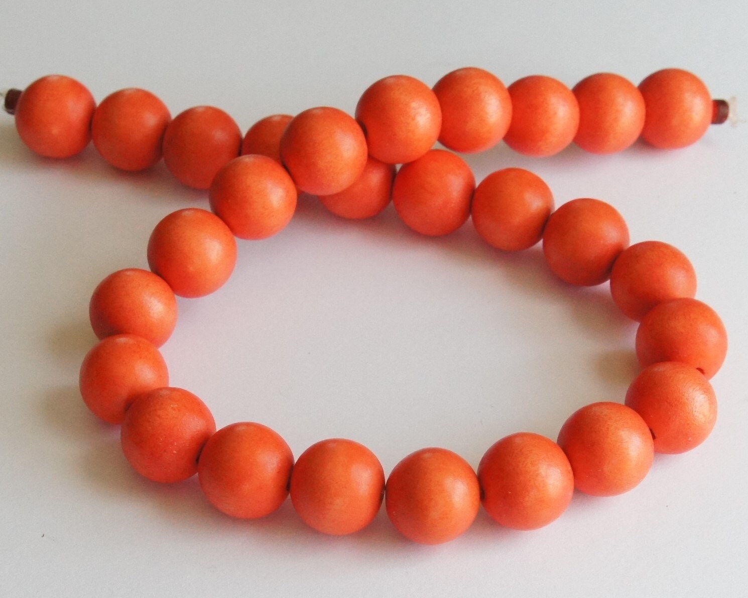 Orange Beads Round Wood Beads 15mm Lightweight Beads Fast