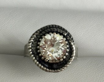 Swarovski Crystal Ring, Clear Crystal Ring, Crystal Rope Ring, April Birthstone Ring