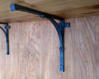A pair of Strong Forged Shelf Brackets, handmade ironwork by Tom Fell - Blacksmith