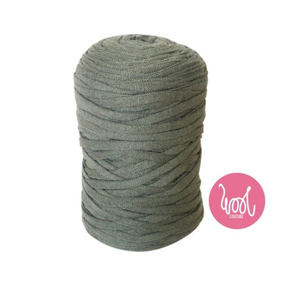 Chunky Cotton Yarn. Moss Green Super chunky fabric yarn. super