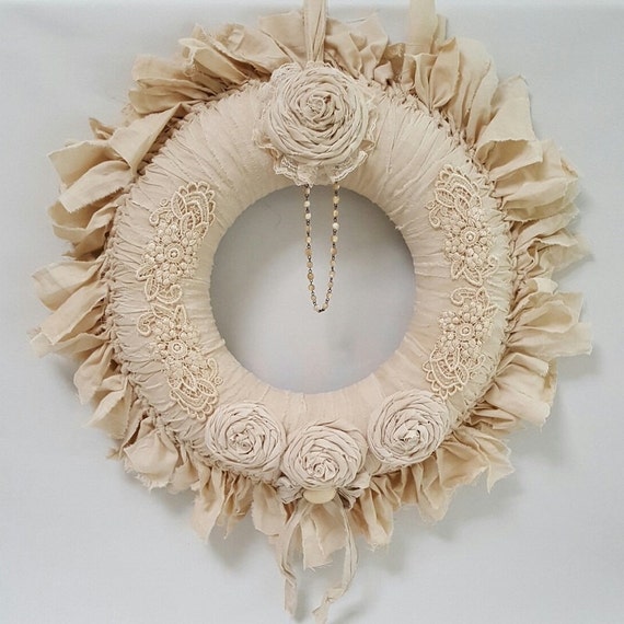 large wreath shabby chic fabric rag wreath by large wreath shabby chic fabric rag wreath by