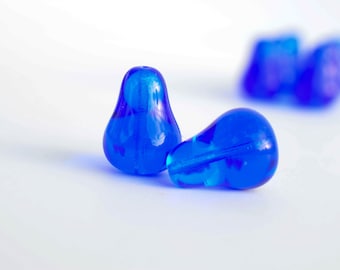 8 pcs, Cobalt Blue Czech Glass Bead, Teardrop Shape, Pear Beads, 18mm x 13mm - 8 Pcs