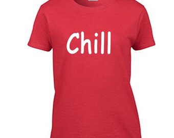 Chill Women's Halloween Costume Red T Shirt Funny T-Shirt Ladies Movie Night Tee Netflix and Chill Halloween Costume Tshirt