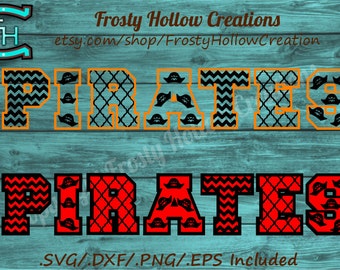 Pirates patterned cutting file SVG, eps, dxf, png instant download PERSONAL USE only! sports, football, team,studio, silhouette, cricut