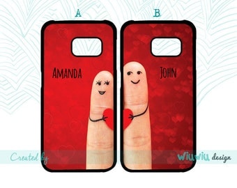 Cute Love Red hearts custom names couple best friends double cases for Samsung Galaxy phone covers for Samsung S3 S4 S5 S6 S7 S7 edge phones