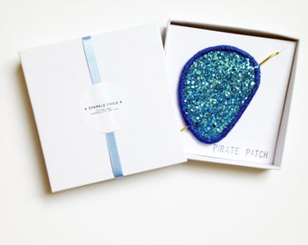 Sparkly Pirate Eye Patch (Bright Blue)