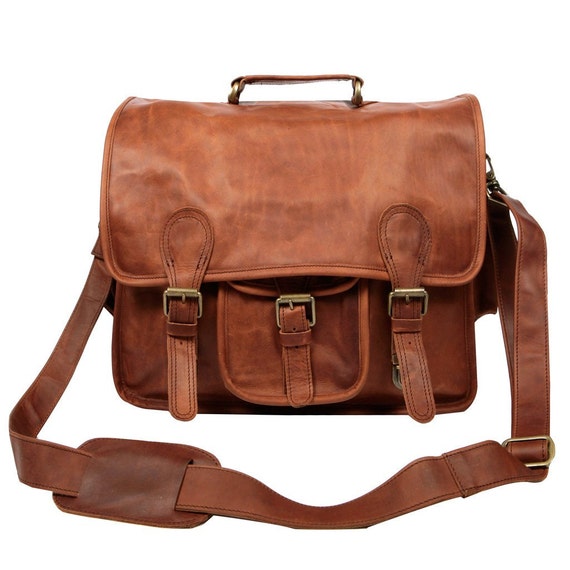 Large Leather Satchel Messenger Bag School or Work Bag