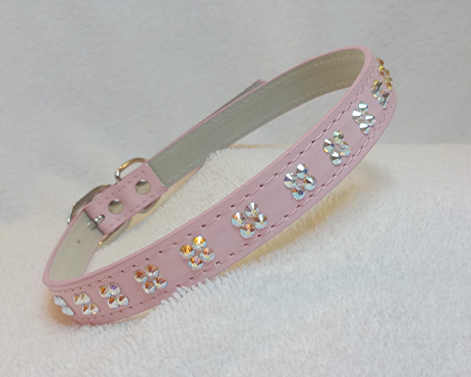 LARGE Rhinestone Dog Collar Pink Dog by PegsEmbellishedGifts