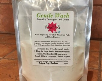 Non-Toxic Laundry Detergent Made Especially For Cloth Menstrual Pads and Cloth Diapers; No bleach, fragrance, dyes, oils, borax or phosphate
