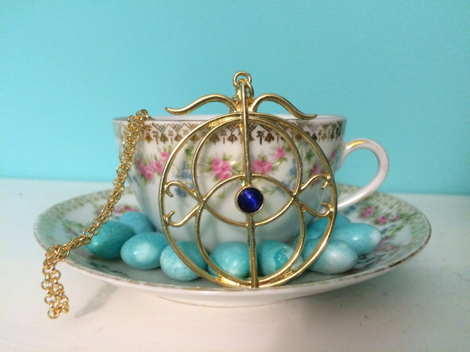 Eye of Elena necklace Gold by pelsin on Etsy