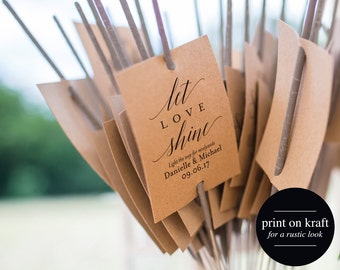 Sparkler Send Off Sign, Sparkler Sign, Let Love Shine Sign, Sparkler Send Off, Wedding Sparkler Tags, PDF Instant Download #BPB310_46