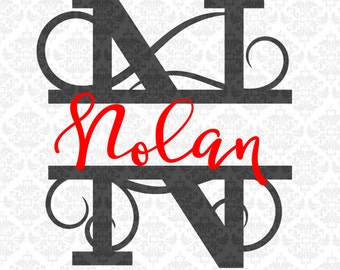 Split Monogram Swirly Letters Fancy Last Name Alphabet SVG DXF PNG Ai Eps Scalable Vector Instant Download Commercial Use Cricut Silhouette