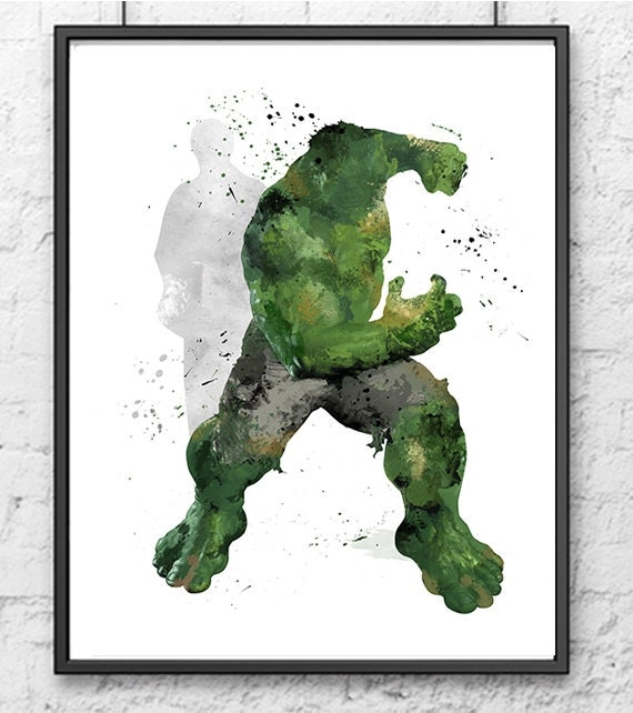 Hulk Watercolor Print Avengers Art Marvel Poster by gingerkidsart