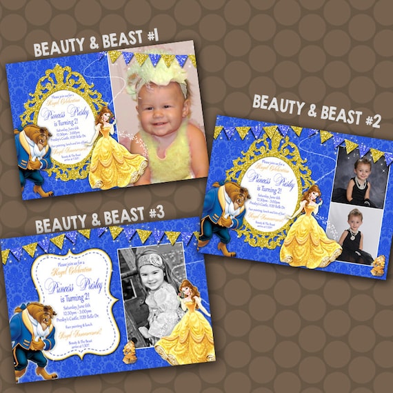 Items Similar To Belle Beauty And The Beast Birthday Party Invitations Photos Printable Uprint Uprint Templates