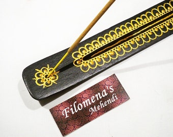 Incense Holder, Incense, Incense Support, Incense Burner, Wooden, Namaste, Meditation, Incense stick holder, Golden flower, Diwali decor