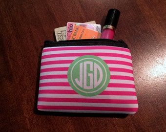 Monogrammed Coin Purse - Monogram Coin Pouch - Small Zipper Pouch - Coin Bag