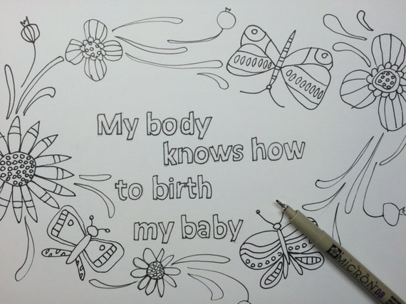 Birth Affirmations Coloring page inspirational quote PDF