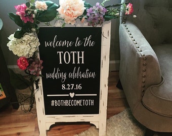 Chalkboard Easel - Welcome Wedding Chalk Board Sign // Wedding Chalk Board Easel