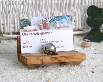 Holder for business cards made of olive wood