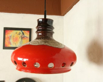 west german pottery pendant light by Richard Essig