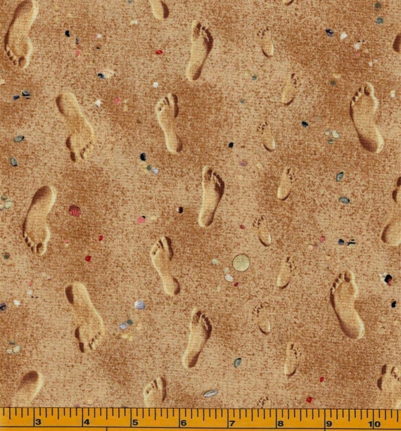 Landscape Medley Footprints in the Sand Fabric by QuiltsOnTheFly