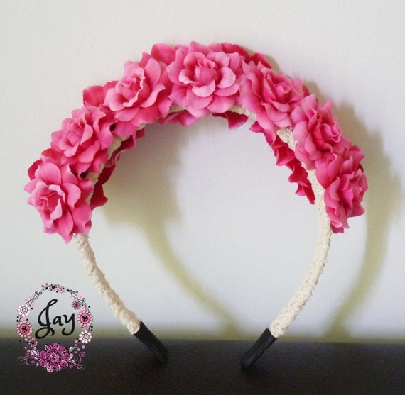 Items similar to Rose headband pink rose headband Wedding Bride