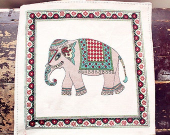 Elephant Fabric,Cotton Linen Fabric, Pillow Cushion Bag Panel Fabric,One Panel 19"x 19" (50cm X 50cm) h43