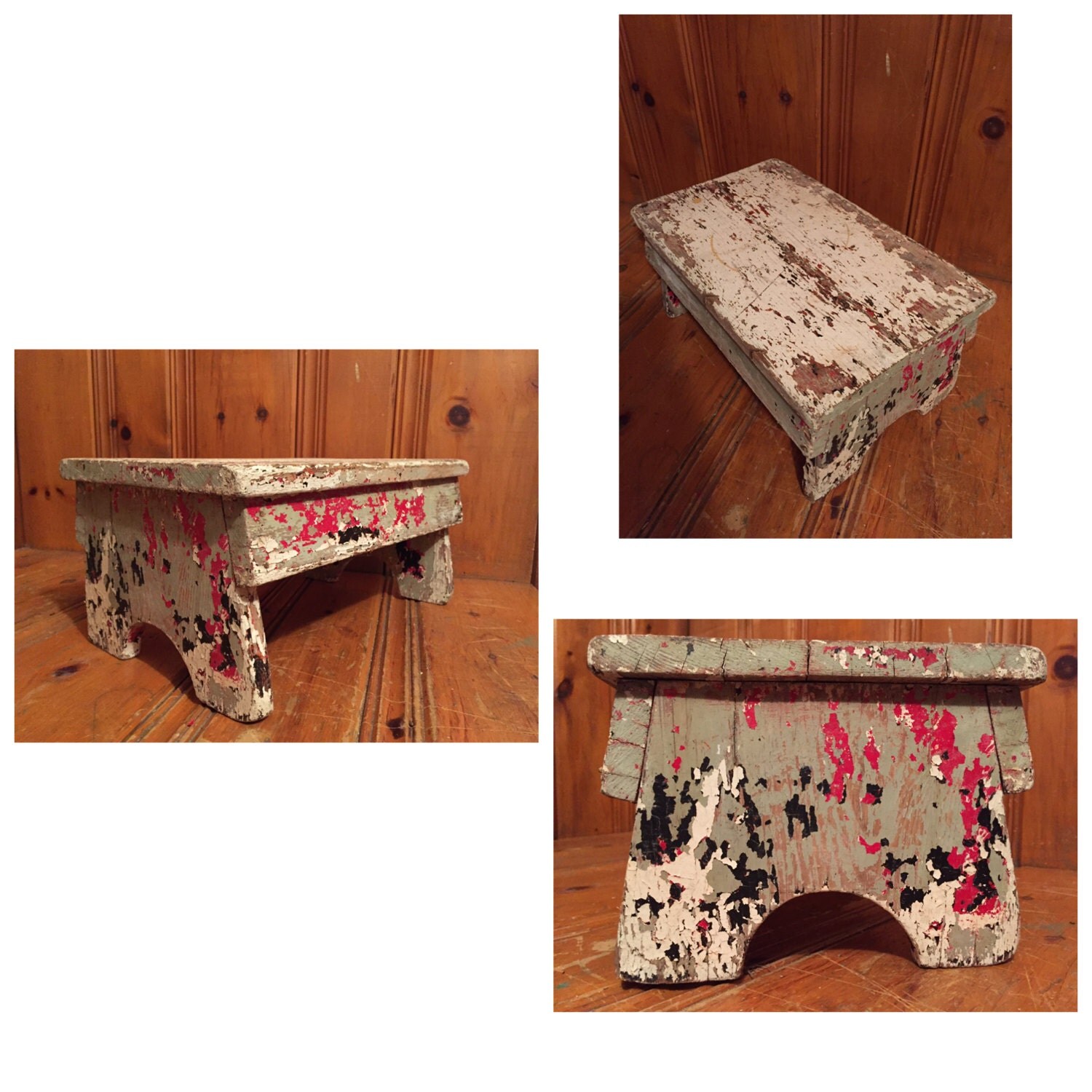 Vintage Wood Step Stool Vintage Barn Step Stool Vintage Distressed Wood ...