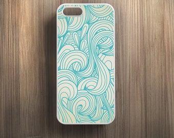 Blue Curly Swirl Pattern. iPhone 4/4s, iPhone 5/5s, iPhone 5c, iPhone 6, iPhone 6 Plus Case Cover 086