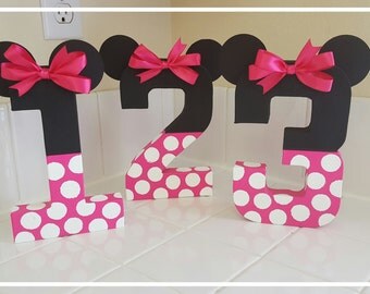 Minnie mouse inspired photo prop, minnie mouse birthday decoration, number photo prop, paper mache number, birthday number props, Photo prop
