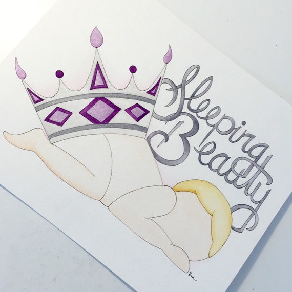Items similar to Sleeping Beauty Nursery Watercolor. Princess Nursery