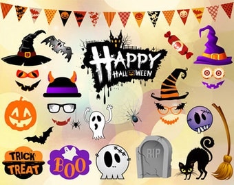 Printable Halloween Photo Booth Props, Instant Download Halloween Party Photo Booth Props, Digital Halloween Photo Booth Prop, 00347