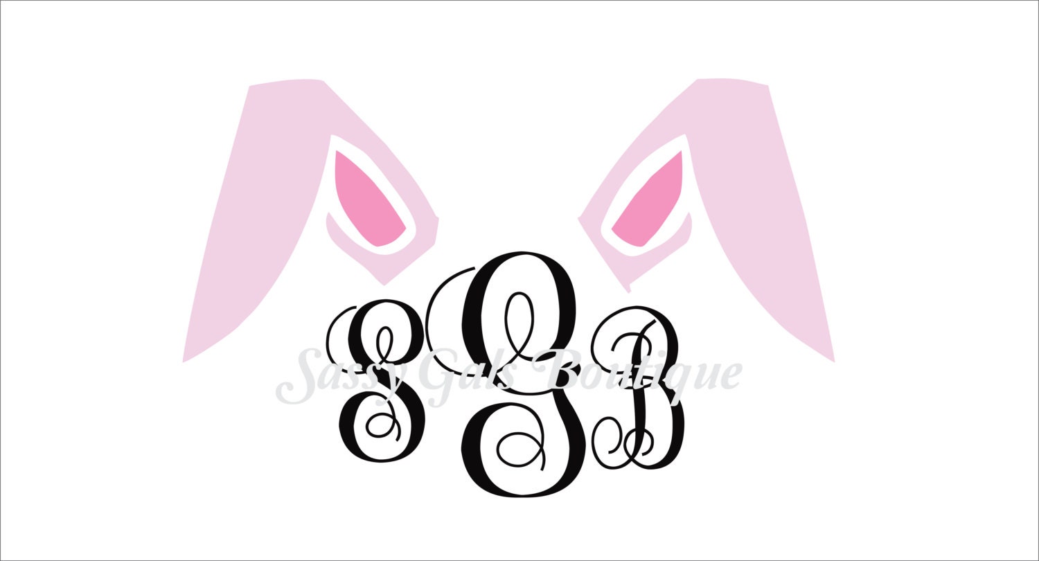 Monogram Bunny Ears SVG Cutting File Silhouette Cameo Cricut