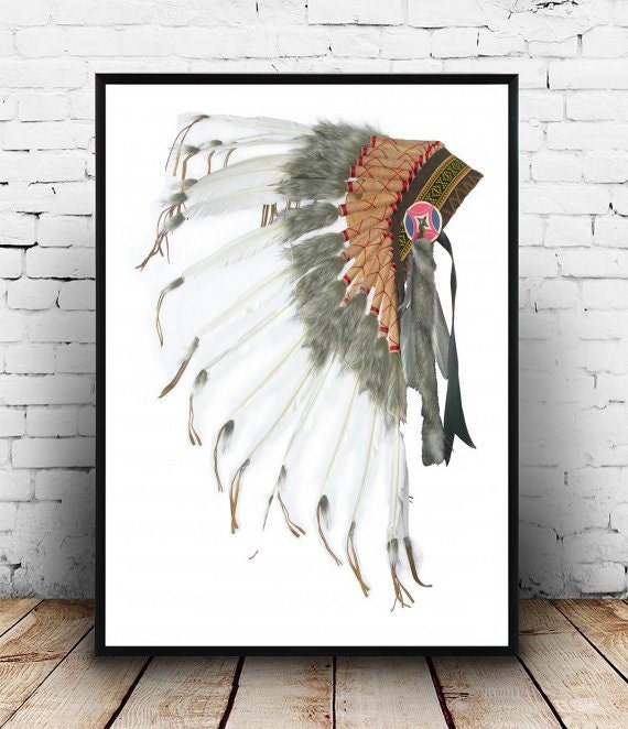 Native American Headdress Printable Art Tribal by honeytreeprints