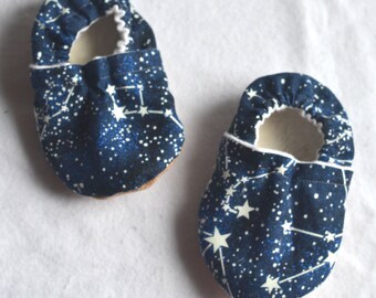 galaxy baby shoes glow in the dark outer space baby shoes stars baby clothing blue galaxy baby booties outer space nursery galaxy slippers