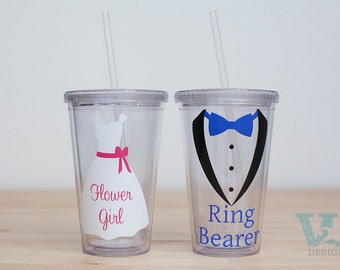 Flower Girl Gift - Ring Bearer Gift - Set of Two - Ring Bearer Tumbler - Flower Girl Tumbler - Sign Bearer Gift - Wedding Party Gifts Kids