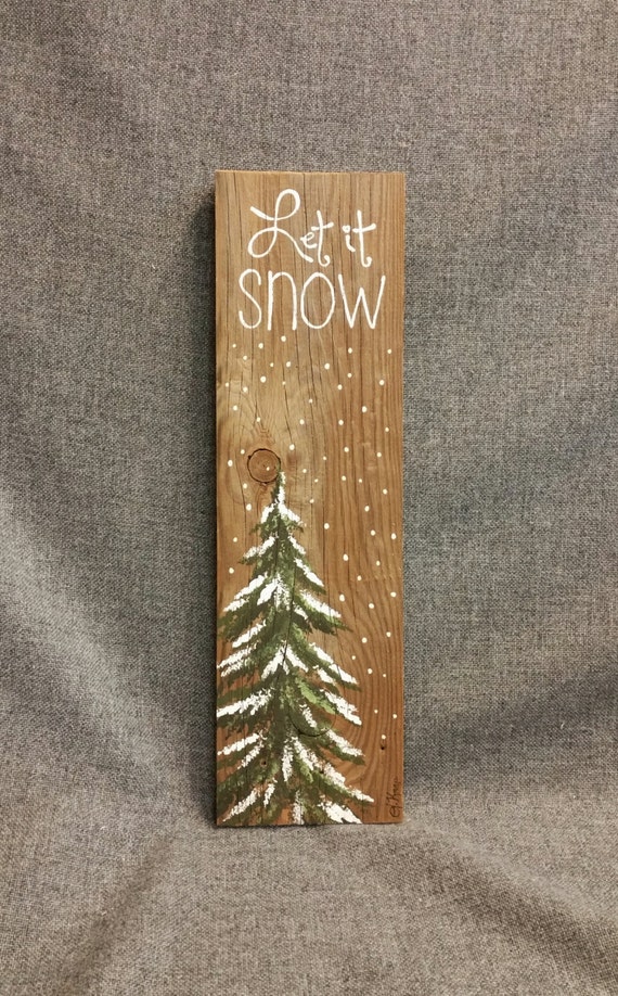Let it Snow, Hand painted Christmas decorations, Christmas, Winter Reclaimed Wood Pallet Art, Pine tree, Christmas
