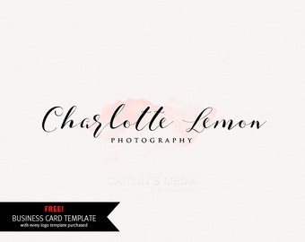 Photography logo design - Watercolor logo - premade logo - photography watermark Logo - DIY psd logo calligraphy font included