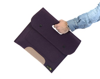 Feltfolio felt sleeve carrying bag, felt laptop bag, felt Portfolio, Felt Office Bag (Express Shipping)