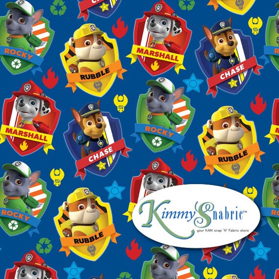 Paw Patrol Badge Fabric Quilting Cotton Fabric by KimmySnabric