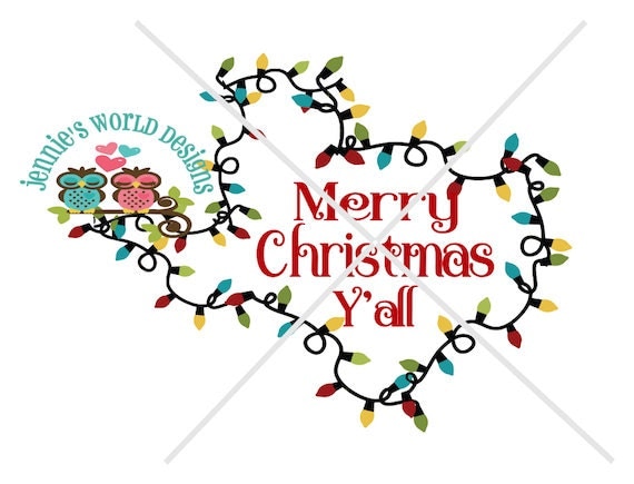 Download Merry Christmas Y'all Texas Lights SVG/DXF/PNG Cutable