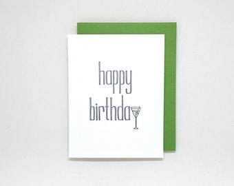 Martini Birthday Card // letterpress birthday card, classic cocktails, birthday martini, 21st birthday card, martini glass, boyfriend card