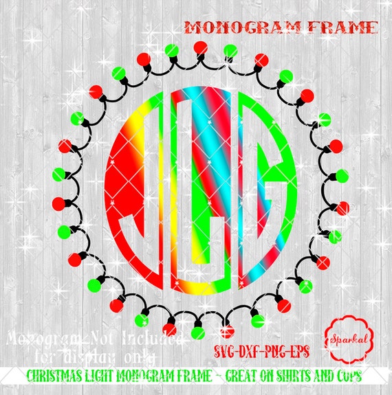 Download Christmas SVG File Monogram Frame with String Lights Vector