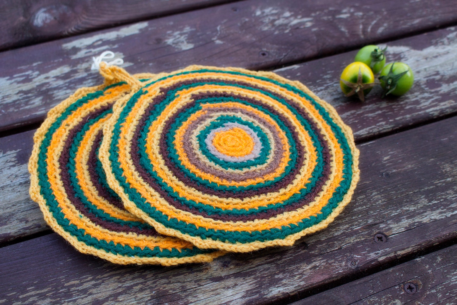 Handmade Crochet Round Pot Holders Kichen Decor Set of two