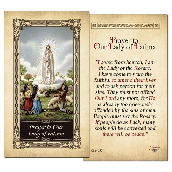 Prayer To Our Lady Of Fatima Laminated Holy By Shopcatholiccompany