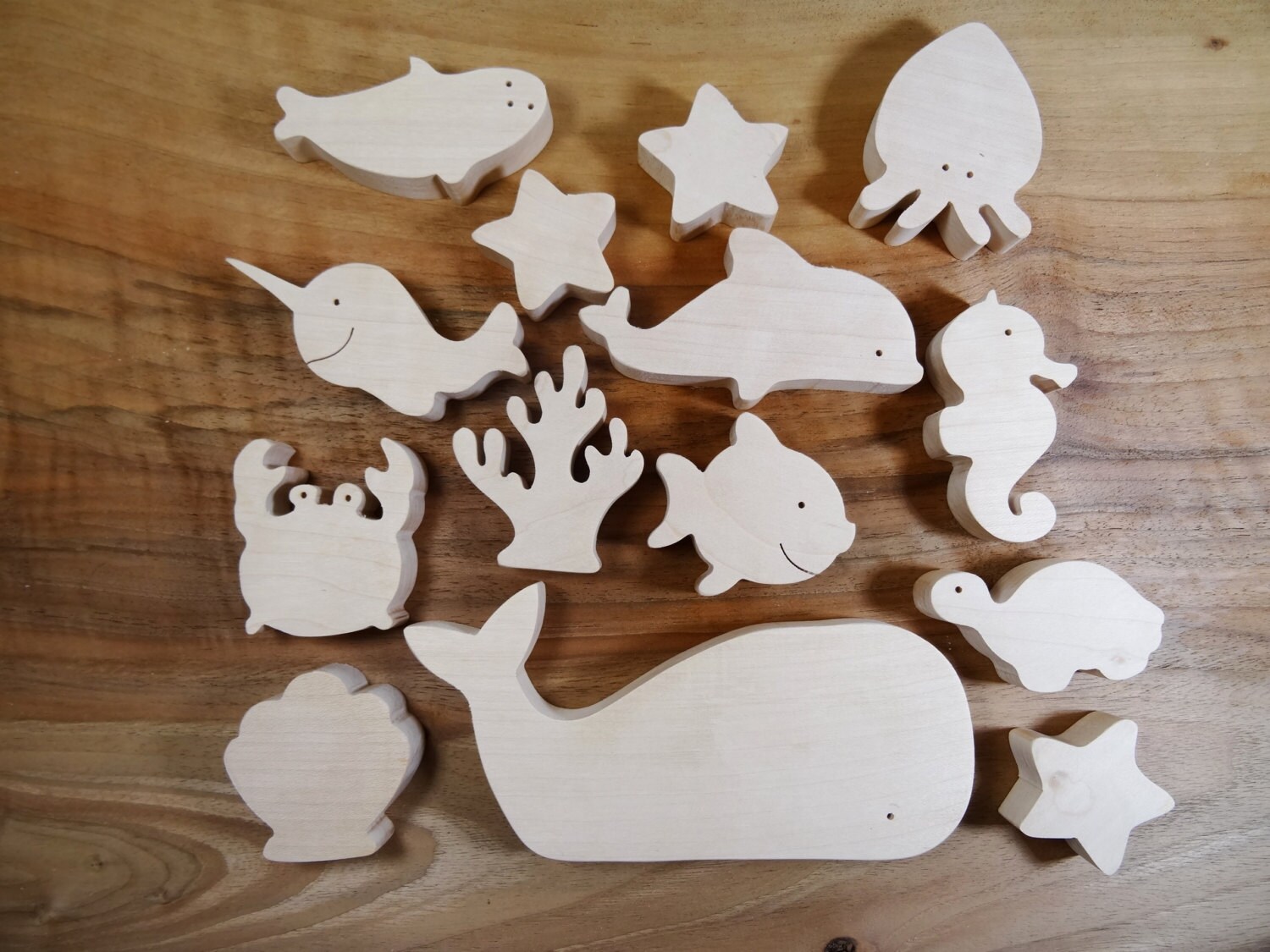 Sea animals wooden toys // Baby toys // by DesChosesEnBois