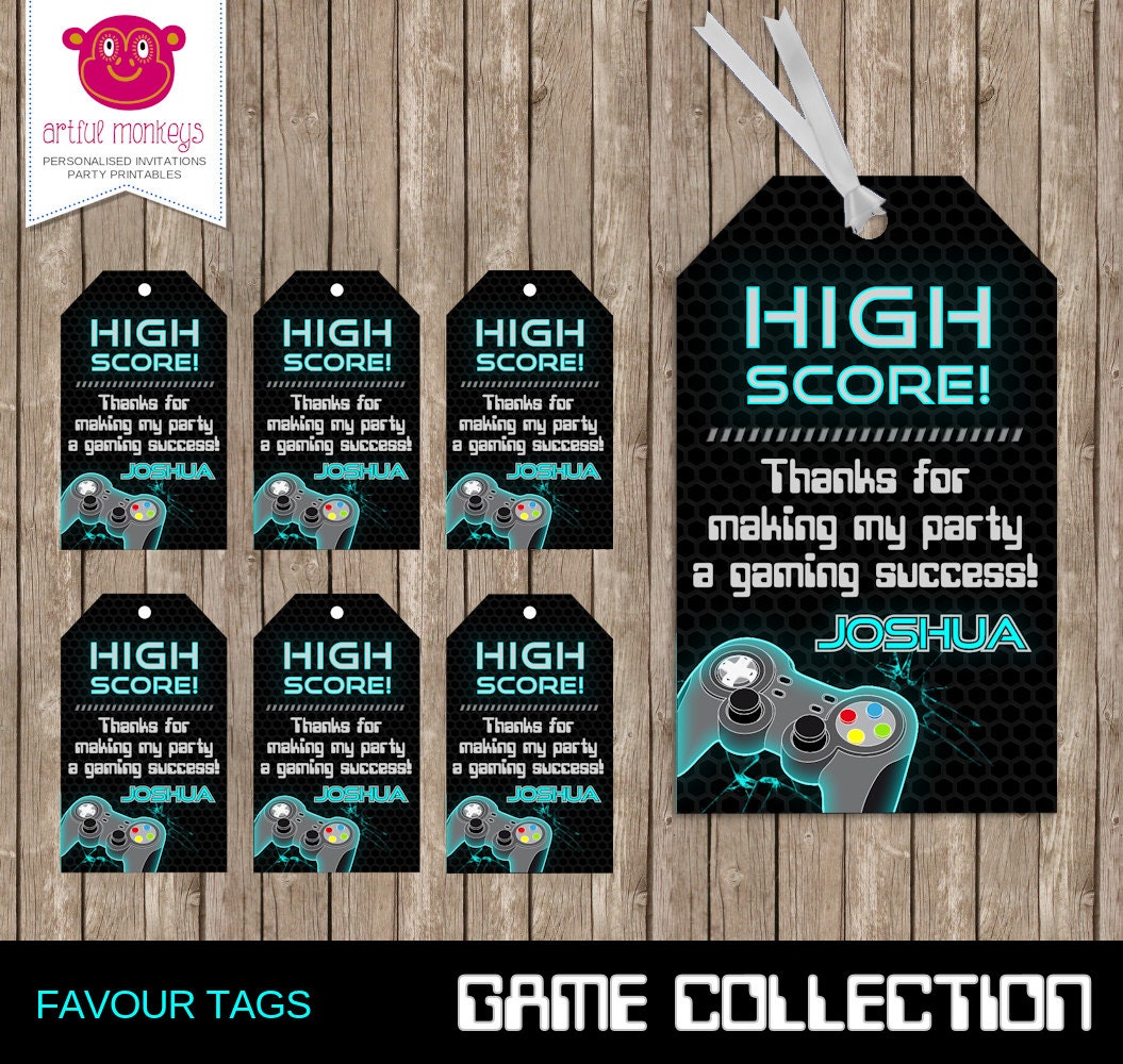 Printable Video Game Party Favor Tags Personalized