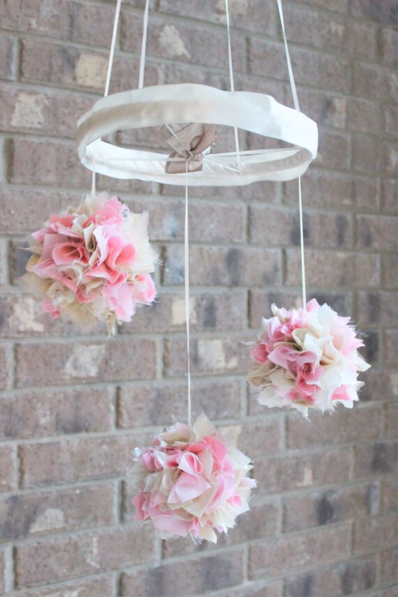 pink gold and ivory baby mobile shabby chic nursery decor pink gold and ivory baby mobile shabby chic nursery decor