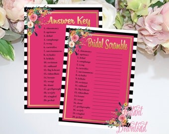PRINTABLE Bridal Shower Games, Bridal Shower Bingo, Poster, Rustic Wedding Printable, Black and White Striped Wedding, Spades Shower