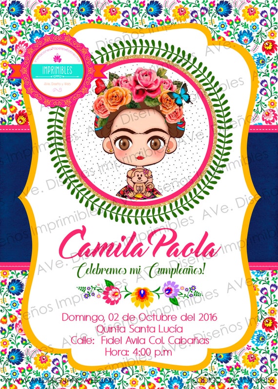 juntos boda baby y shower Invitaciones Fondo Flores Frida Kahlo Invitaciones Mexicanas